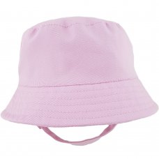 0241-Pink: Baby Girls Plain Bucket Hat  (0-12 Months)